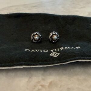 David Yurman Silver Cable Pearl Stud Earrings